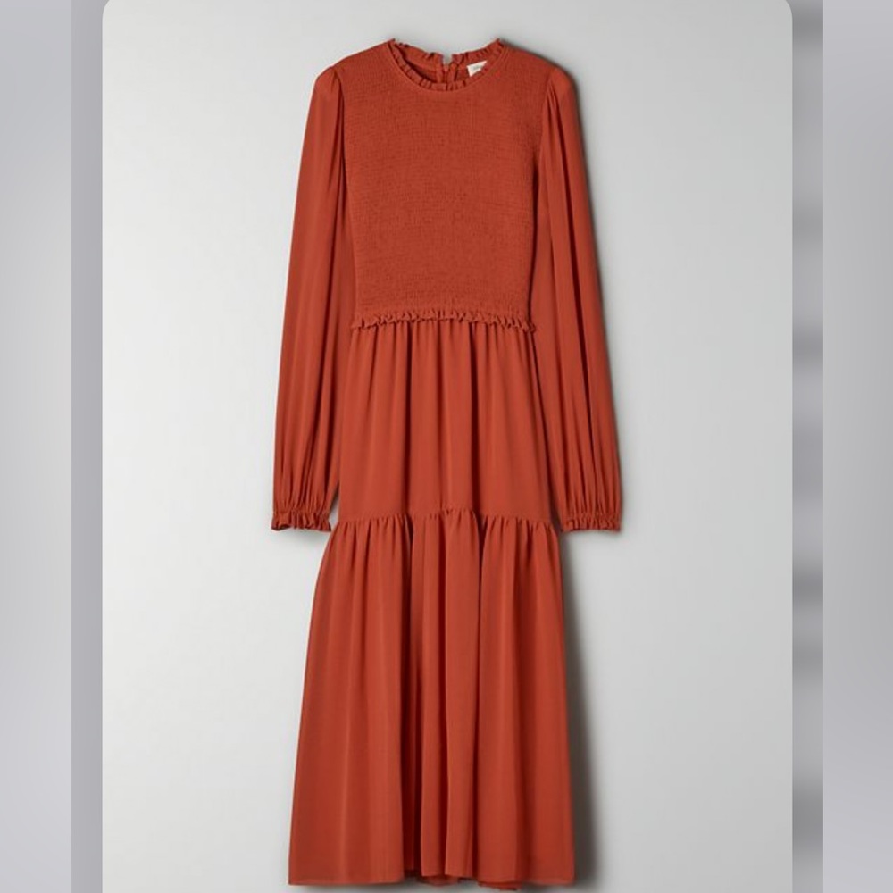 Aritzia Wilfred Rosalyn Dress Size S Saffron Orange
